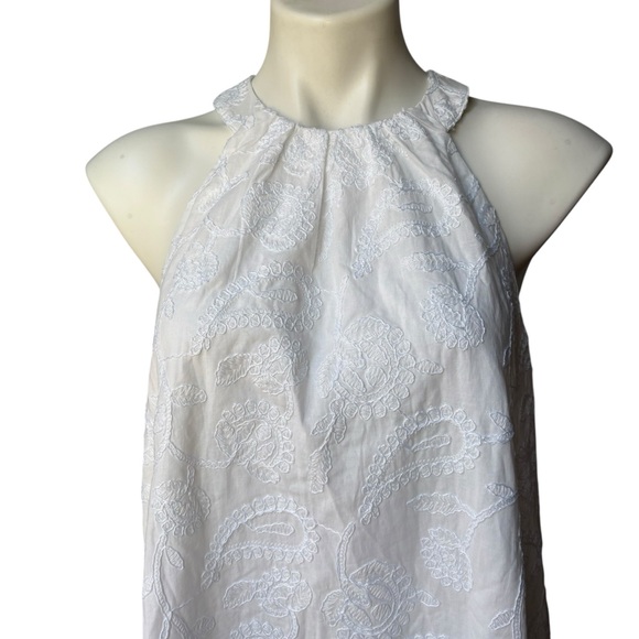 NWT, Loft White Embroidered Halter Swing Dress, Sz M - Picture 11 of 16